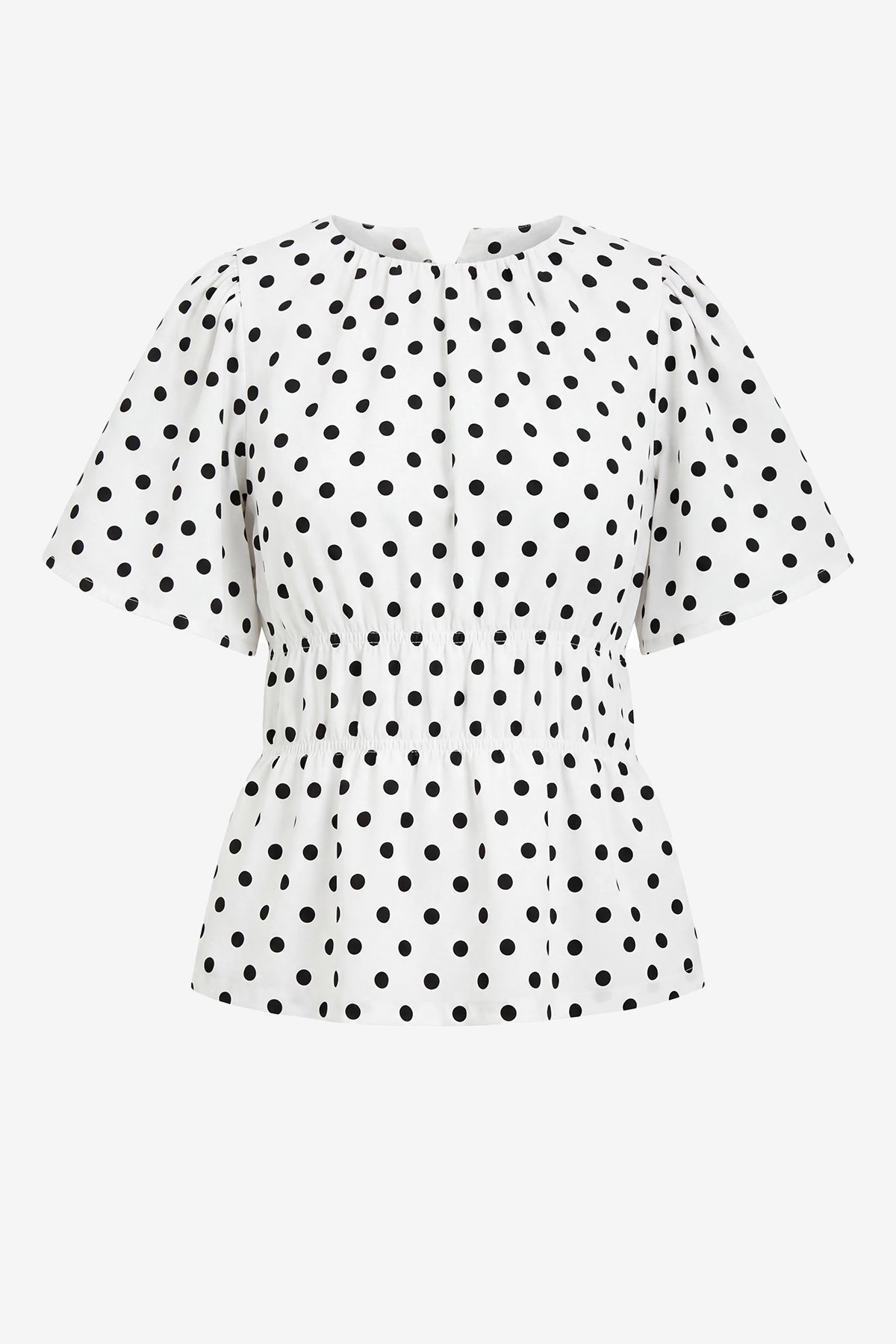 Womens White Polka Dots Peplum Blouses  | CicyBell