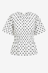 Womens White Polka Dots Peplum Blouses  | CicyBell
