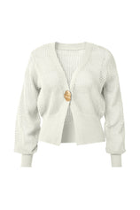 Cicy Bell Womens White Cropped Crochet Cardigans