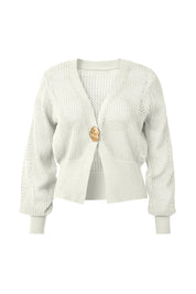 Cicy Bell Womens White Cropped Crochet Cardigans