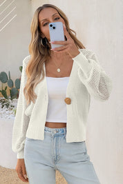 Cicy Bell Womens White Cropped Crochet Cardigans