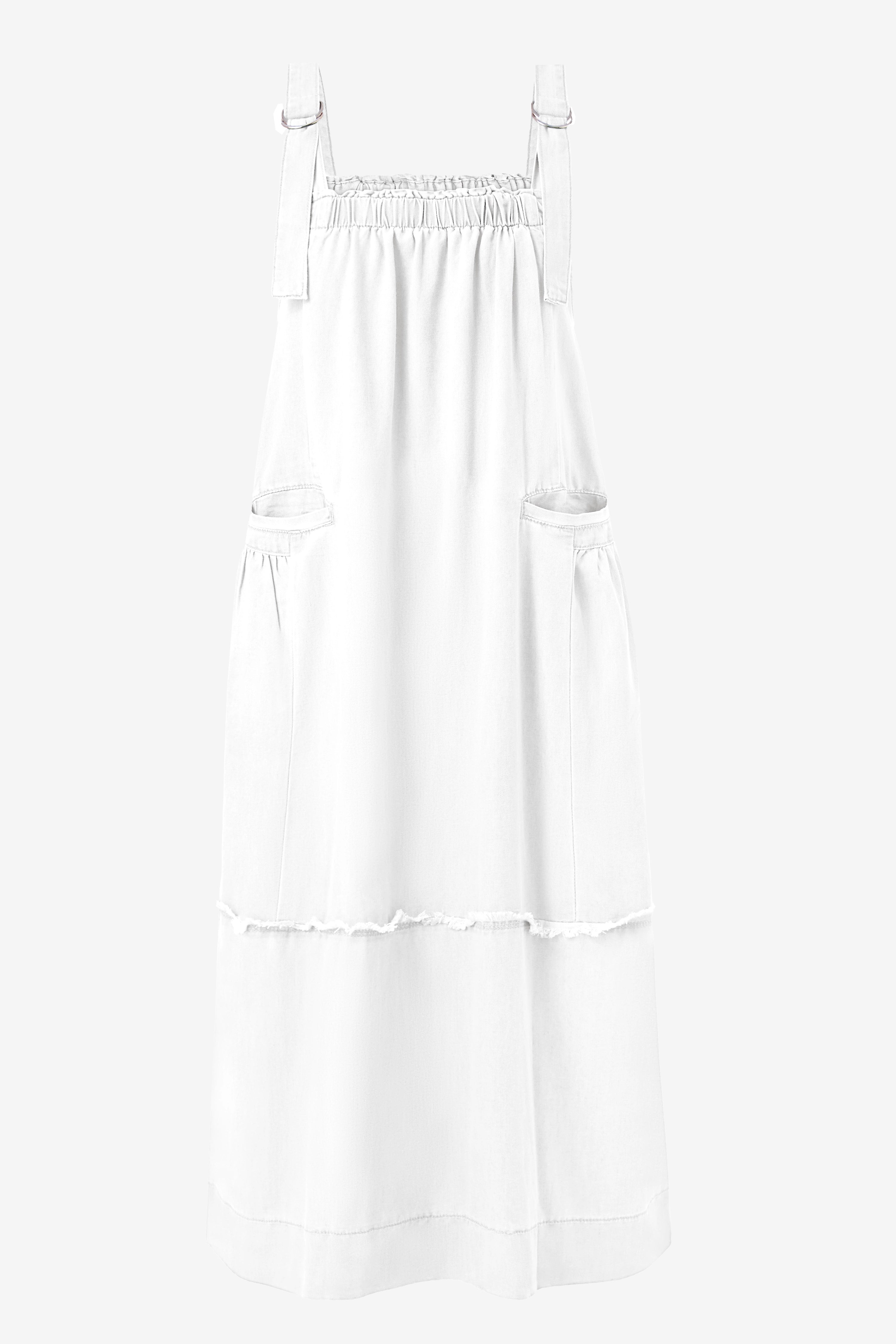 Womens White Denim Overall Dress | CicyBell