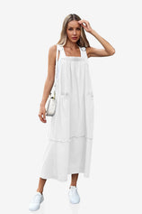 Womens White Denim Overall Dress | CicyBell