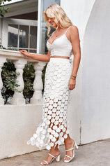 Cicy Bell Womens White Hollow Out Maxi Skirts