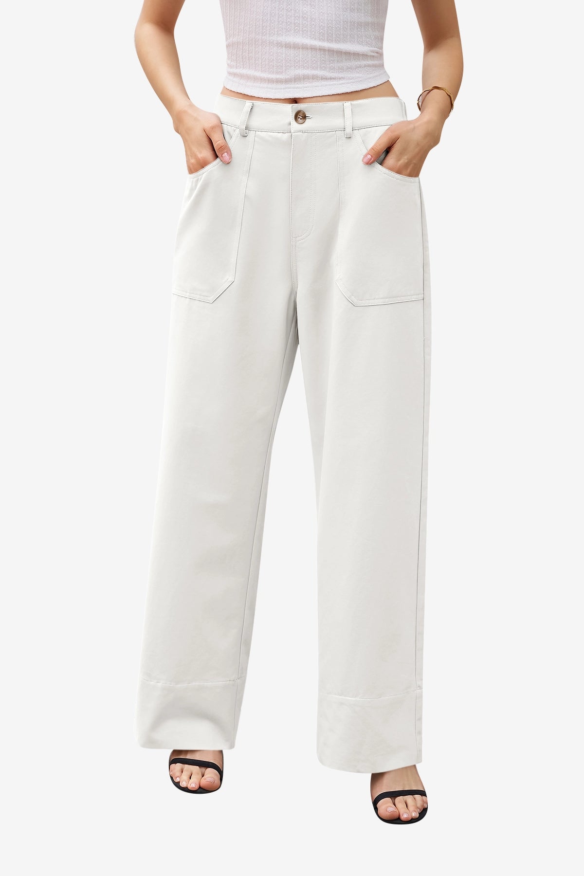 Womens White Wide Leg Flare Pants  | CicyBell