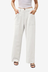 Womens White Wide Leg Flare Pants  | CicyBell