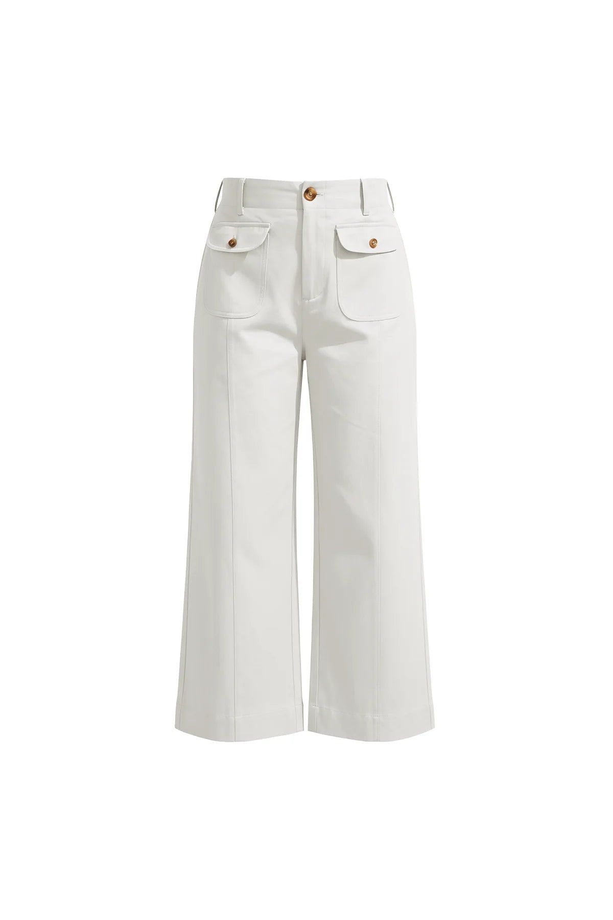 Womens White Cropped Wide Leg Pants | CicyBell
