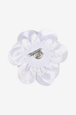 Womens White Satin Rose Brooch Pin | CicyBell