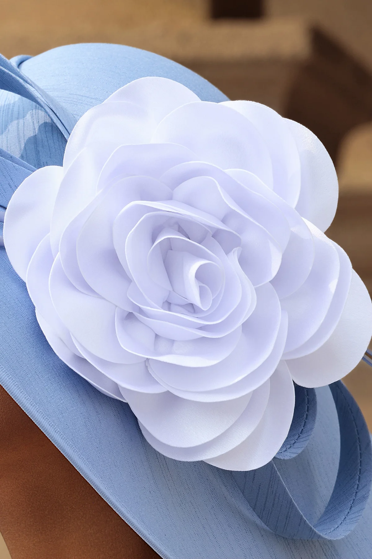 Womens White Satin Rose Brooch Pin | CicyBell