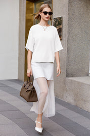 Cicy Bell Womens White Half Sleeve Sweaters