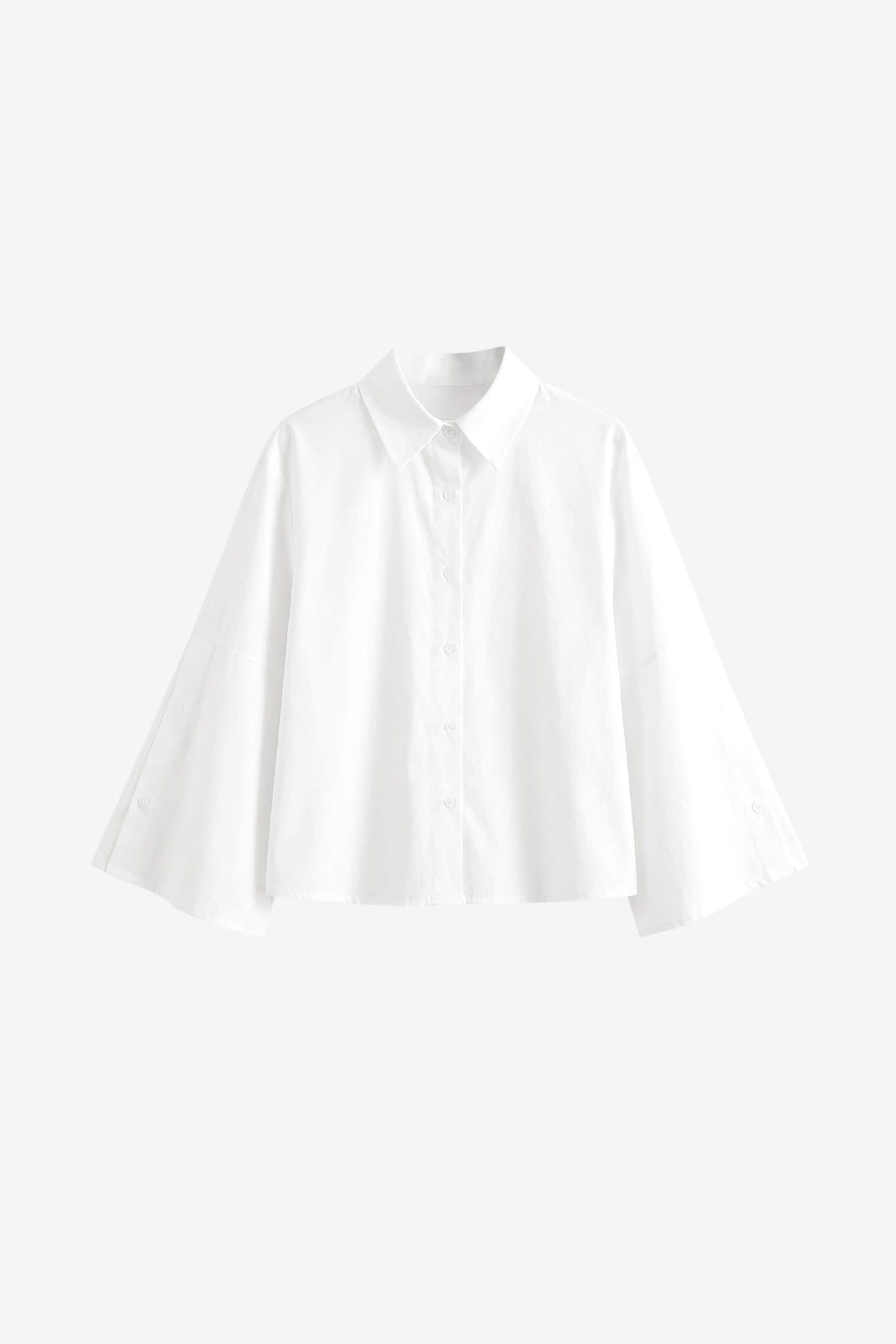 Womens White 3/4 Bell Sleeve Button Down Shirts  | CicyBell