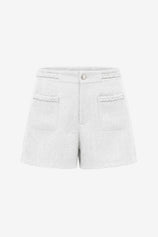 Womens White Tweed Summer Shorts | CicyBell