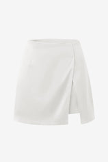 Womens White Satin Mini Skirt | CicyBell