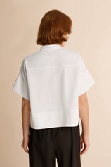 Womens White Cropped Short Sleeve Shirts| CicyBell