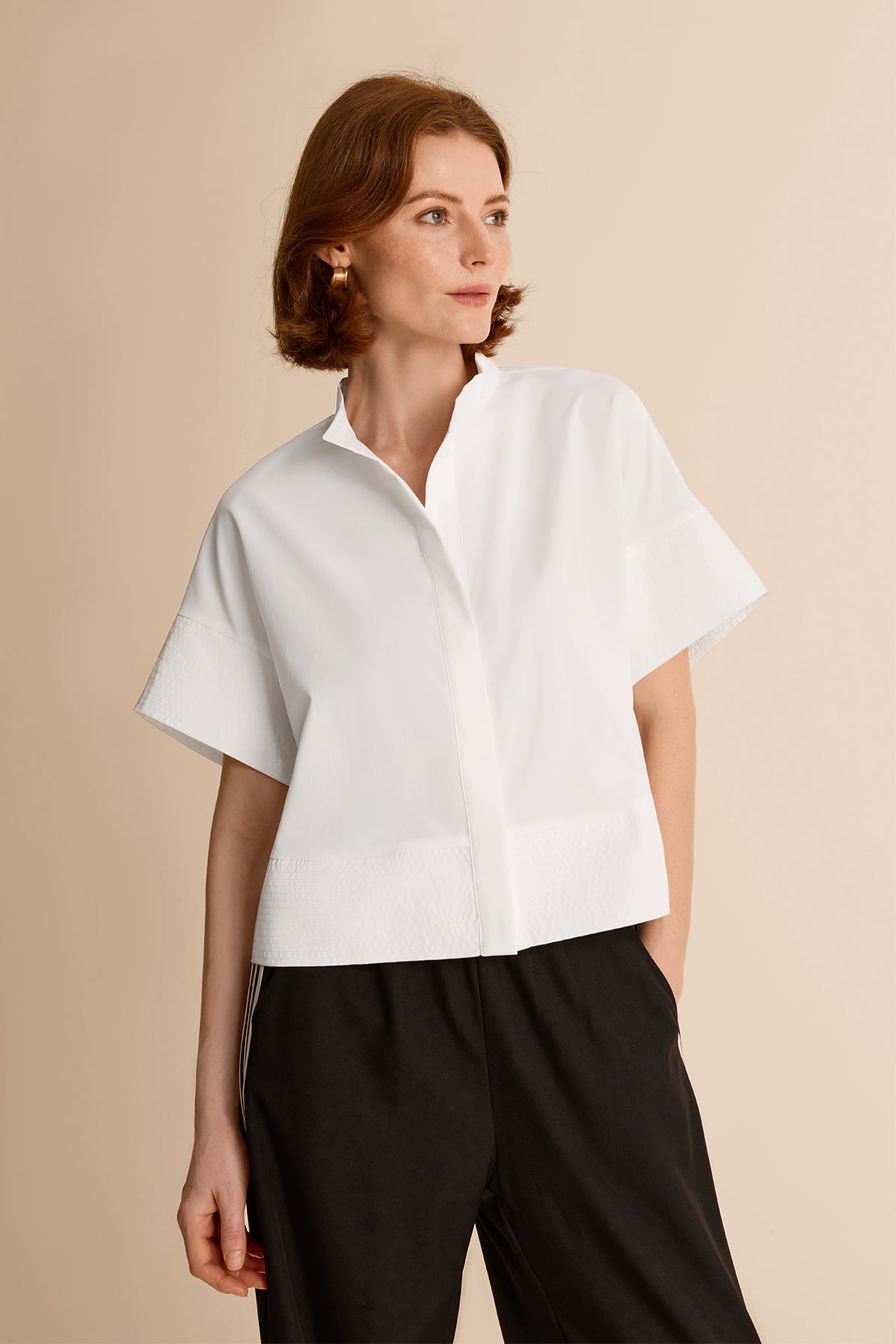 Womens White Cropped Short Sleeve Shirts| CicyBell