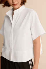 Womens White Cropped Short Sleeve Shirts| CicyBell