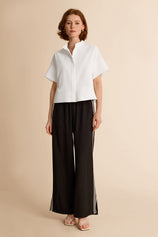 Womens White Cropped Short Sleeve Shirts| CicyBell