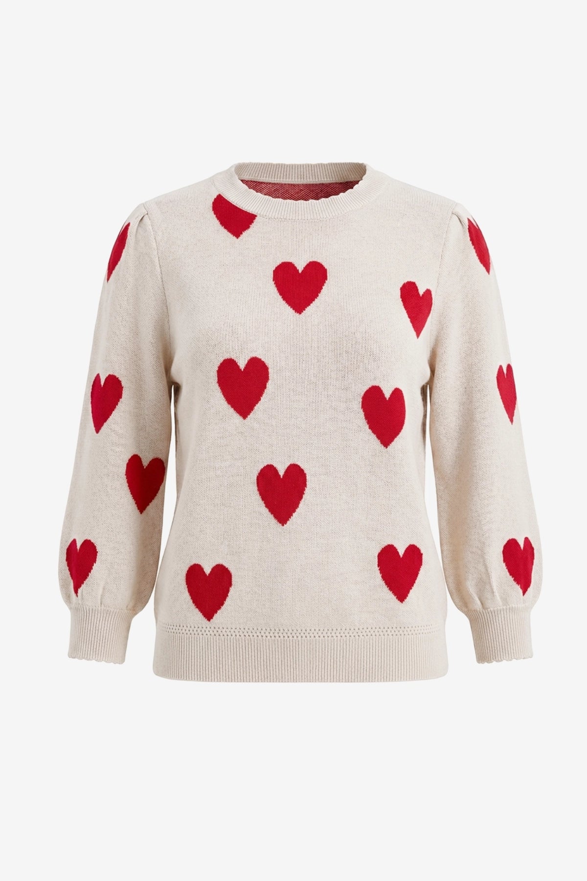 Womens White 3/4 Puff Sleeve Sweater | CicyBell