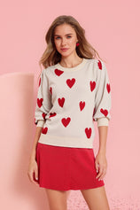 Womens White 3/4 Puff Sleeve Sweater | CicyBell