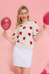 Womens White 3/4 Puff Sleeve Sweater | CicyBell