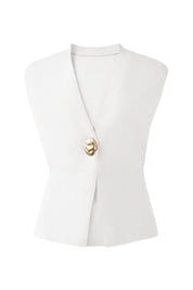 Cicy Bell Womens White V Neck Sweater Vest