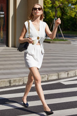 Cicy Bell Womens White V Neck Sweater Vest