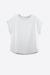 A trendy oversized Cicy Bell cap sleeve top in a breathable cotton-poly blend. Highlights the feminine cap sleeves and wide armholes for a breezy feel, ideal for running errands or lounging on vacation.