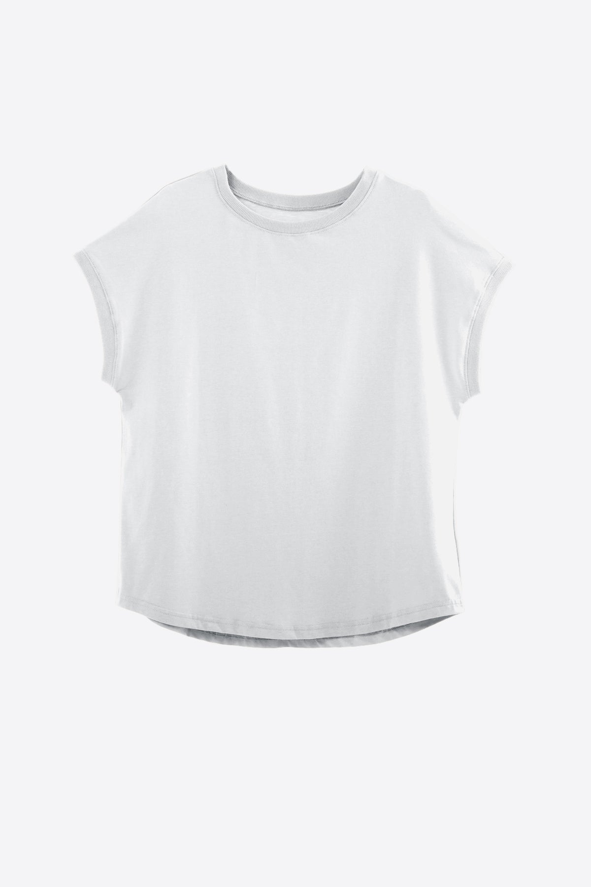 A trendy oversized Cicy Bell cap sleeve top in a breathable cotton-poly blend. Highlights the feminine cap sleeves and wide armholes for a breezy feel, ideal for running errands or lounging on vacation.