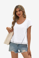 Breathable White Cotton Tee Exposed Seam | CicyBell