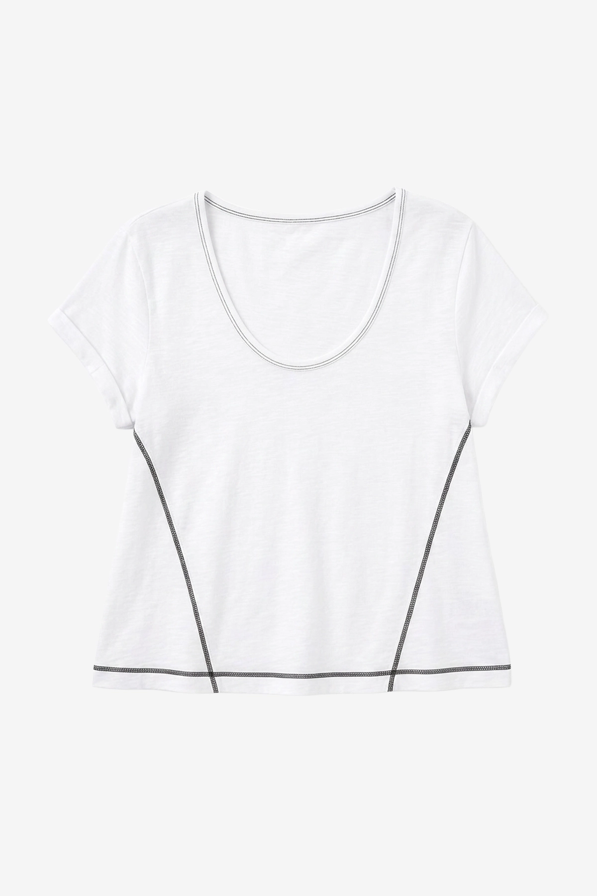 Breathable White Cotton Tee Exposed Seam | CicyBell