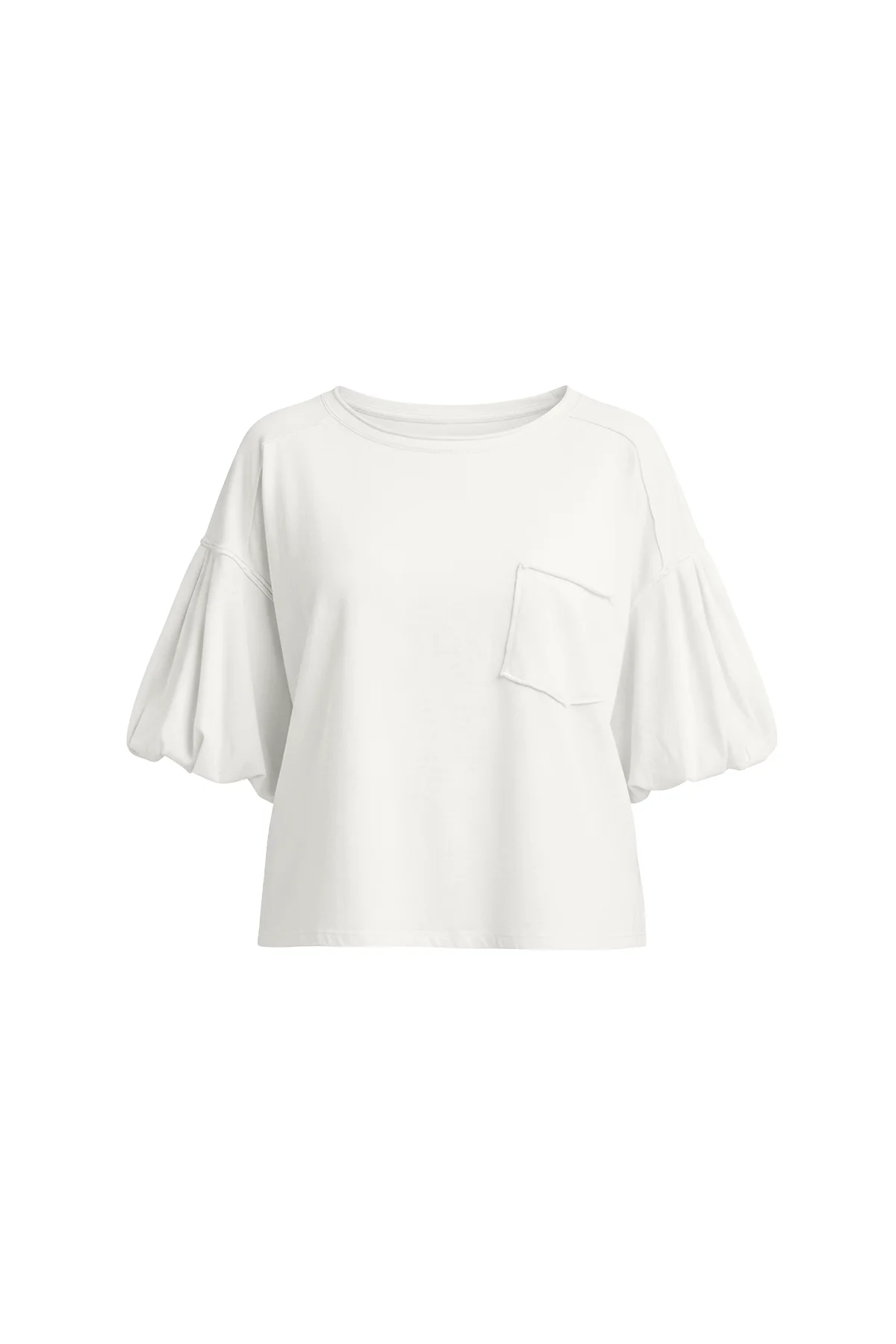 Womens White Puff Short Sleeve T-Shirts| CicyBell