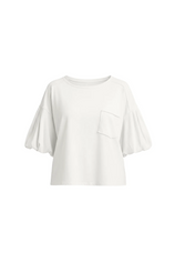 Womens White Puff Short Sleeve T-Shirts| CicyBell