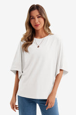 Womens White Half Sleeve T-Shirts | CicyBell