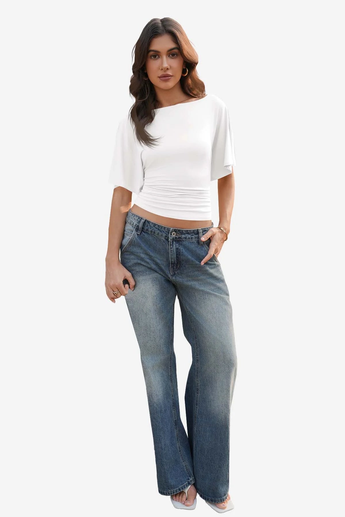 Womens White Tie Back Cinched Tops | CicyBell