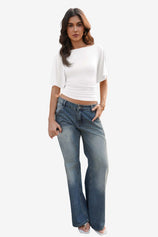 Womens White Tie Back Cinched Tops | CicyBell