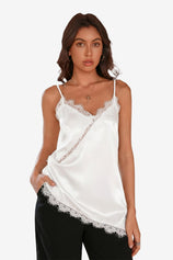 Women White Summer Satin Cami Tops | CicyBell