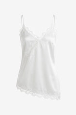 Women White Summer Satin Cami Tops | CicyBell