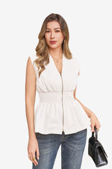 Womens White Summer V Neck Tank Tops | CicyBell
