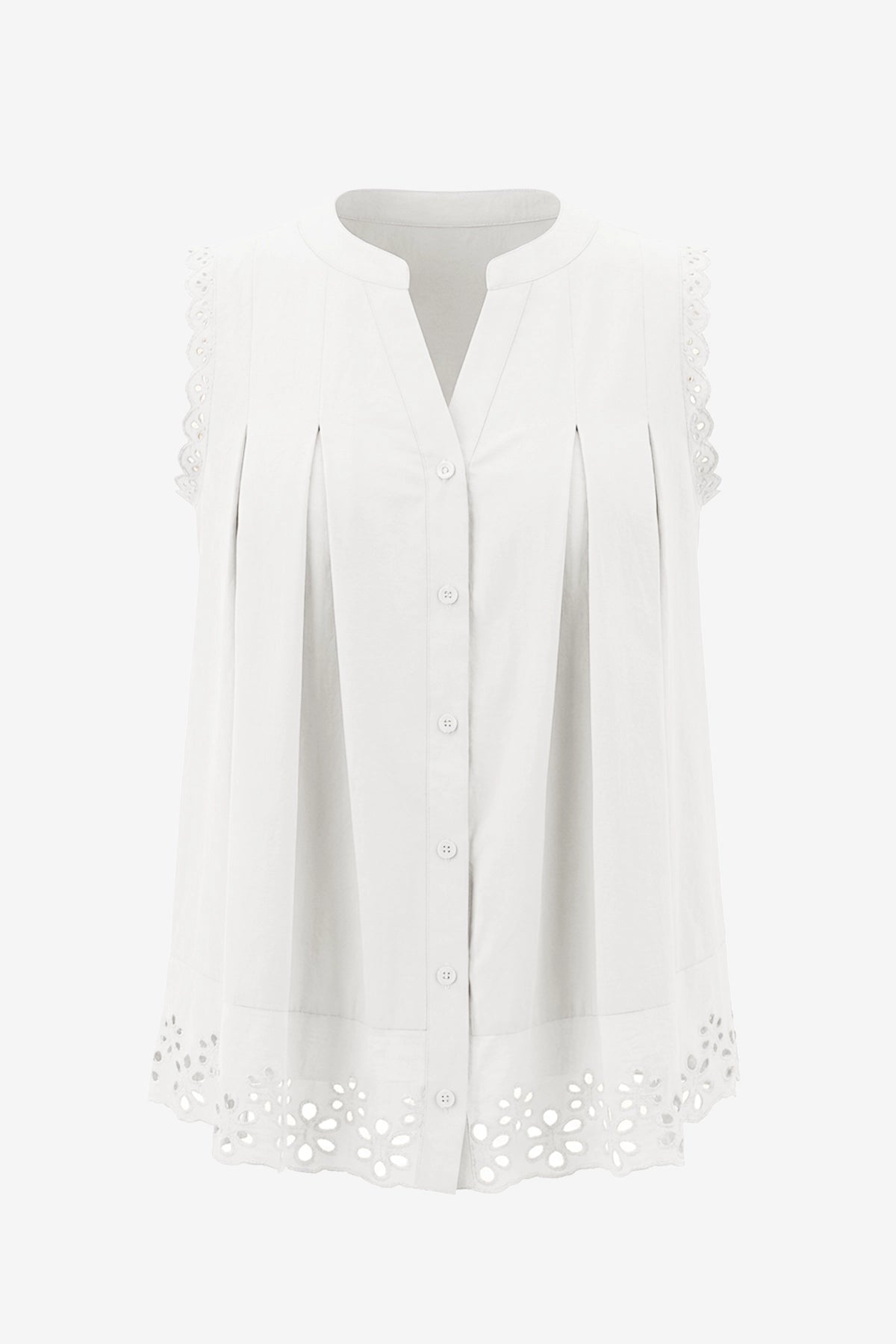 Womens White Summer Eyelet Tank Tops | CicyBell