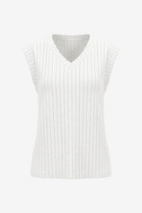 Wrinkle-Free White Ribbed Vest Cap Sleeve Stretch | CicyBell