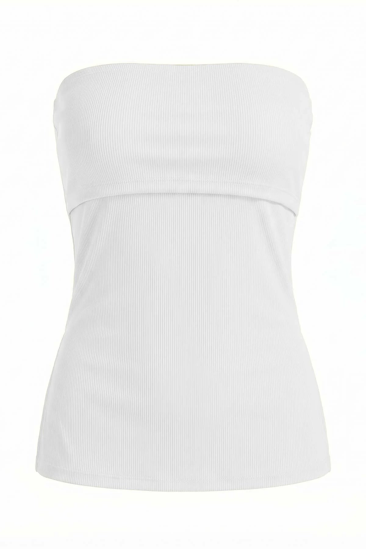 Womens White Strapless Tube Y2K Tops | CicyBell