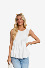 Womens White Peplum Casual Babydoll Tops | CicyBell