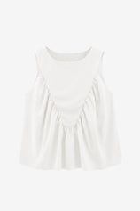 Womens White Peplum Babydoll Tank Tops | CicyBell