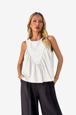 Womens White Peplum Babydoll Tank Tops | CicyBell