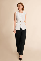 Womens White Blazer Vest Tops  | CicyBell
