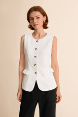 Womens White Blazer Vest Tops  | CicyBell