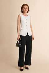 Womens White Blazer Vest Tops  | CicyBell