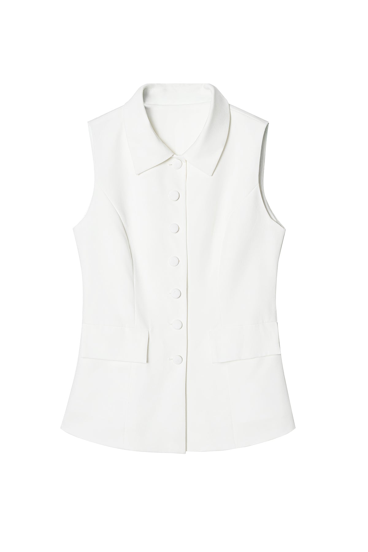 Womens White Tops Button Down Suit Vest | CicyBell