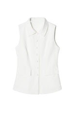 Womens White Tops Button Down Suit Vest | CicyBell