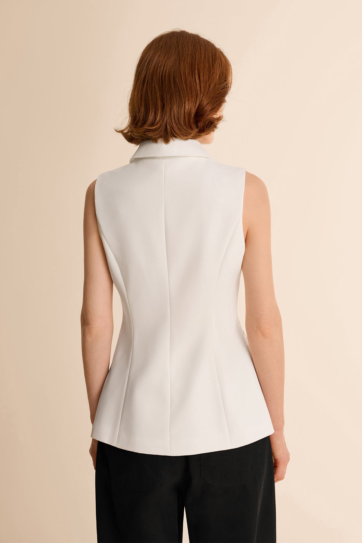 Womens White Tops Button Down Suit Vest | CicyBell